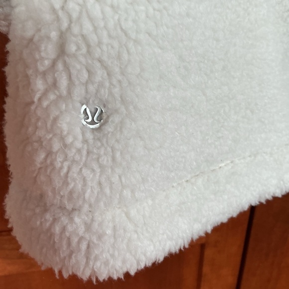 Lululemon Cinchable Fleece Zip-Up Teddy Outdoor Jacket White Opal Sz 10 LW3FBIS - Picture 3 of 11